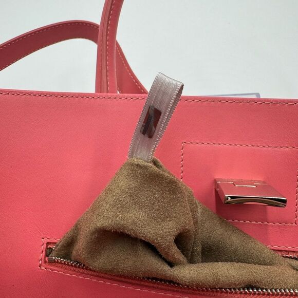 Auth Jimmy Choo Large Pink Leather Suede Sides 2way Riley Tote Crossbody Bag - Picture 14 of 16